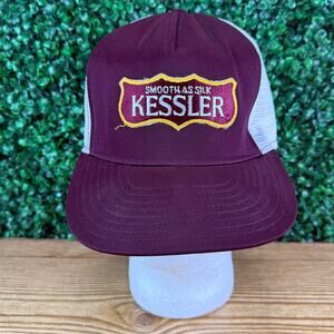 Vintage Kessler Smooth As Silk Whiskey Trucker Patch Hat Snapback Cap Rare 1980s